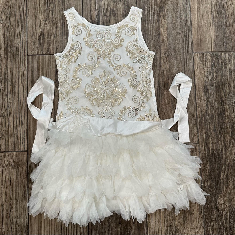 Beautiful Girls white and Gold tulle dress